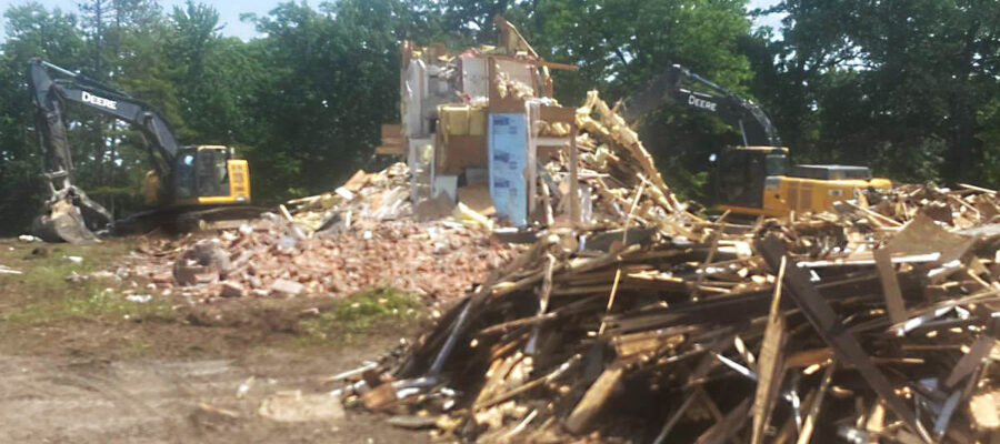 House structure partially demolished.